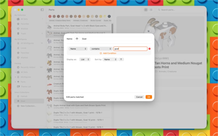 Smart Collection editor configuring filter rules